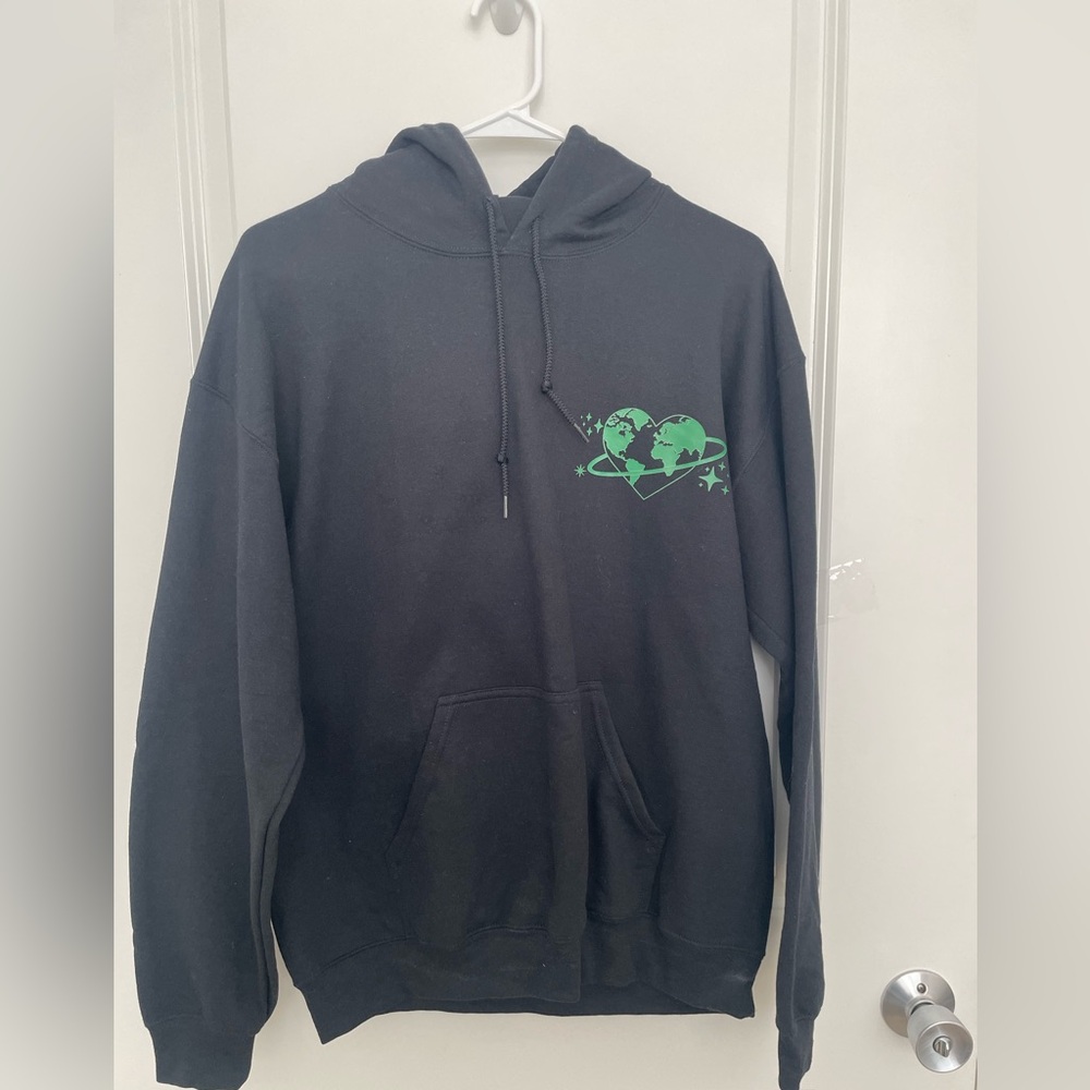 Black Hoodie with Green Earth Design